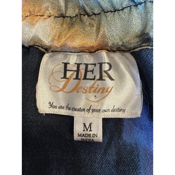 Her Destiny Women’s Satin Maxi Skirt Multicolored Earth Tones Patterned w/Bow M - Picture 5 of 7